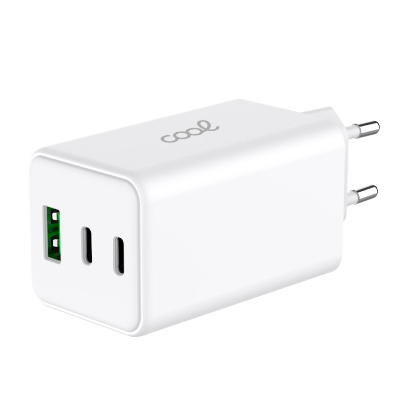 Universal Ultra Fast PD Charger with 3 Ports (2x Type-C + 1x USB) COOL 100W GaN White