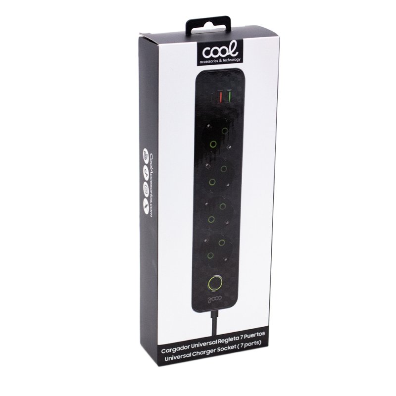 COOL Universal Multi-Port Charger (7-Port Power Strip) Black