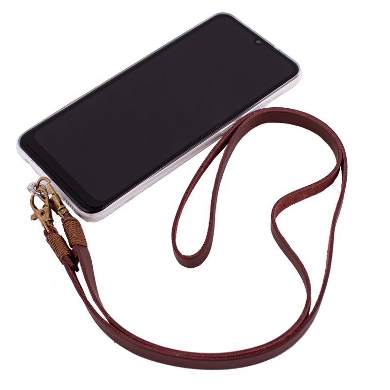 COOL Universal Faux Leather Hanging Cord with Card Holder for Smartphone, Brown