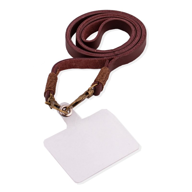 COOL Universal Faux Leather Hanging Cord with Card Holder for Smartphone, Brown