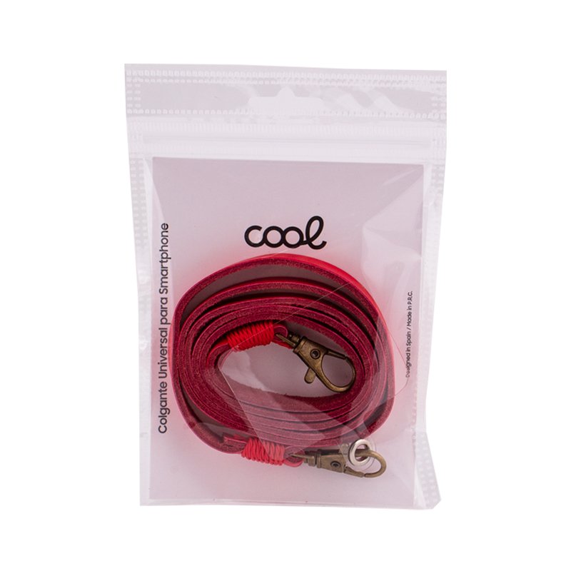 COOL Universal Poly Leather Hanging Cord with Card for Smartphone - Red