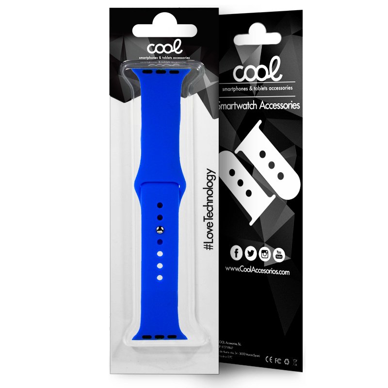 COOL Strap for Apple Watch Series 1 / 2 / 3 / 4 / 5 / 6 / 7 / 8 / 9 / SE (38 / 40 / 41 mm) Blue Rubber