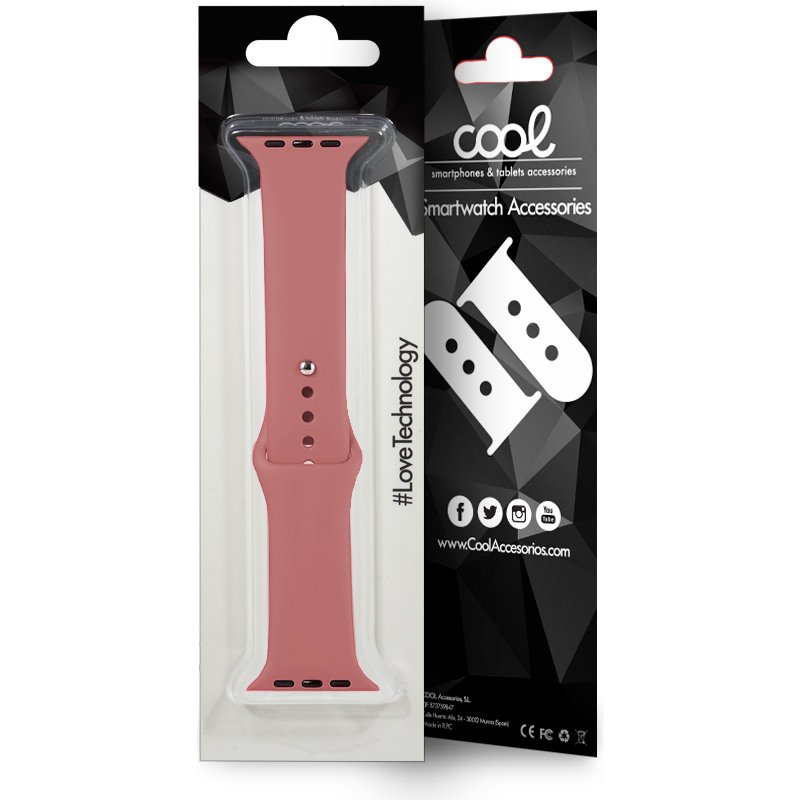 COOL Strap for Apple Watch Series 1 / 2 / 3 / 4 / 5 / 6 / 7 / 8 / 9 / SE (38 / 40 / 41 mm) Pink Rubber