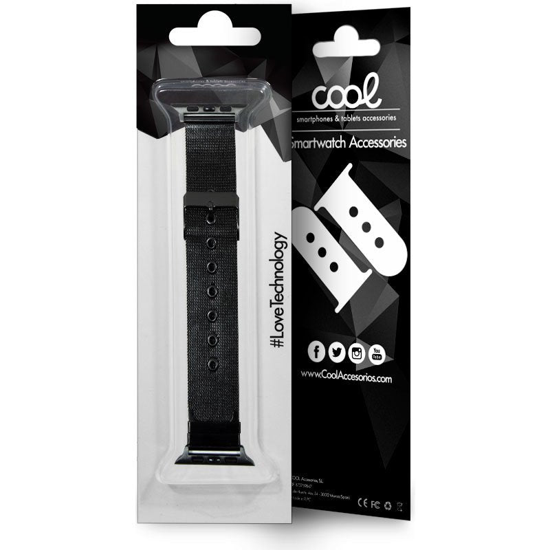 COOL Strap for Apple Watch Series 1 / 2 / 3 / 4 / 5 / 6 / 7 / 8 / 9 / SE (38 / 40 / 41 mm) Black Metal