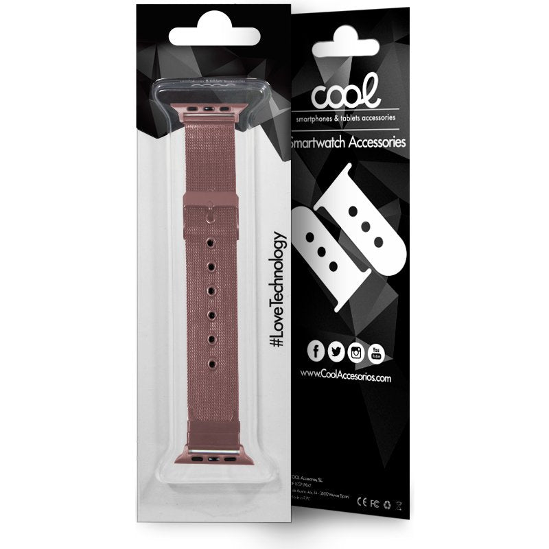 COOL Strap for Apple Watch Series 1 / 2 / 3 / 4 / 5 / 6 / 7 / 8 / 9 / SE (38 / 40 / 41 mm) Pink Metal