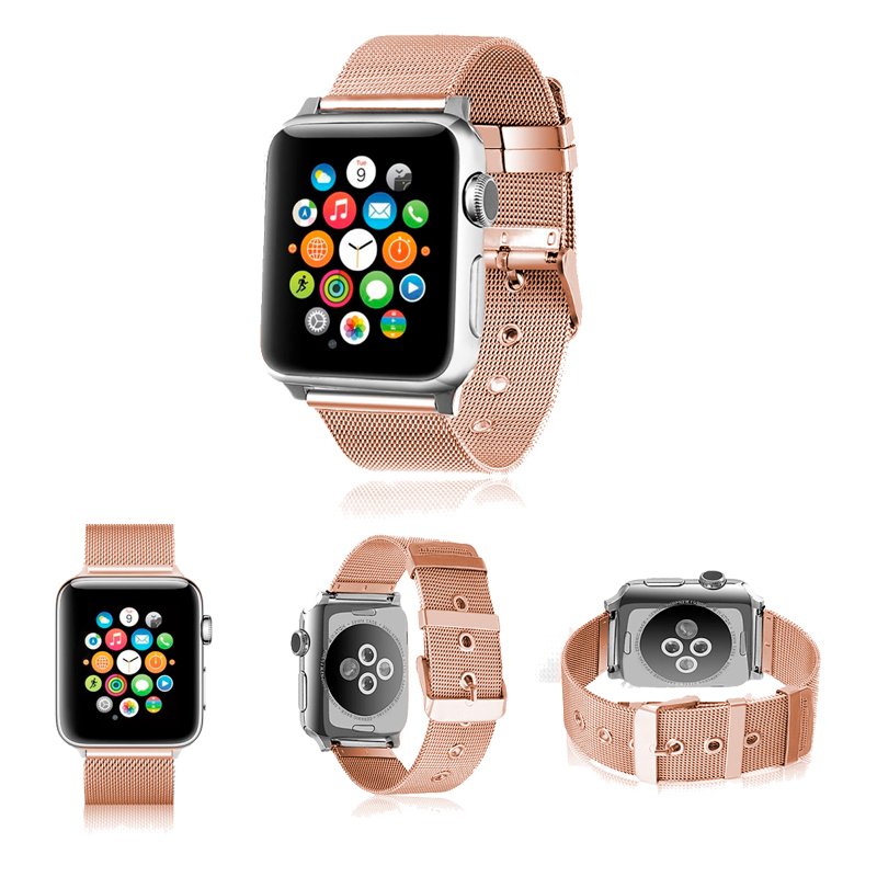 COOL Strap for Apple Watch Series 1 / 2 / 3 / 4 / 5 / 6 / 7 / 8 / 9 / SE (38 / 40 / 41 mm) Rose Gold Metal