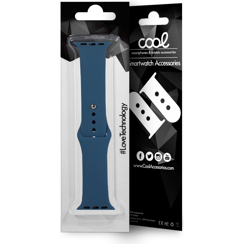 COOL Strap for Apple Watch Series 1 / 2 / 3 / 4 / 5 / 6 / 7 / 8 / 9 / SE (42 / 44 / 45 mm) Blue Rubber