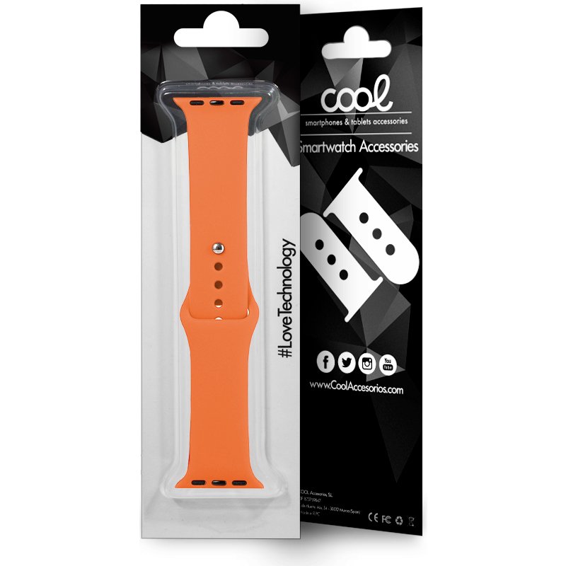 COOL Strap for Apple Watch Series 1 / 2 / 3 / 4 / 5 / 6 / 7 / 8 / 9 / SE (42 / 44 / 45 mm) Coral Rubber
