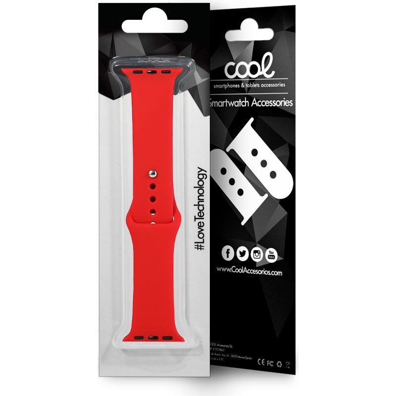 COOL Strap for Apple Watch Series 1 / 2 / 3 / 4 / 5 / 6 / 7 / 8 / 9 / SE (42 / 44 / 45 mm) Red Rubber