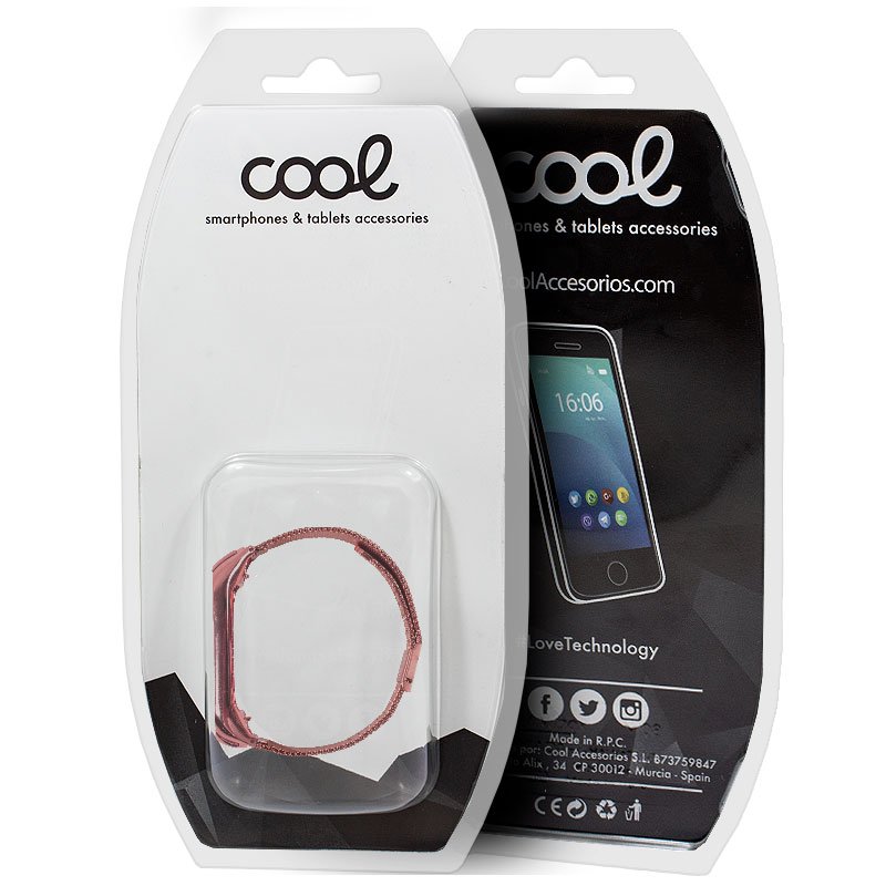 COOL Strap for Xiaomi Mi Band 5 / 6 / 7 / Amazfit Band 5 Pink Metal