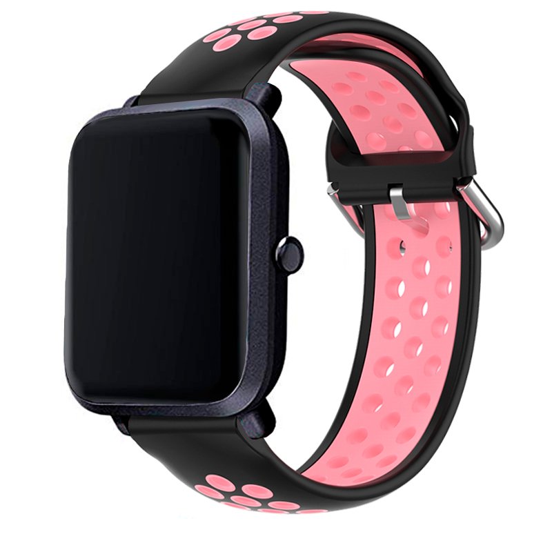 Universal 20mm Strap Amazfit Bip / GTS / Bip Lite / Huawei / Samsung / COOL Rubber Black-Pink