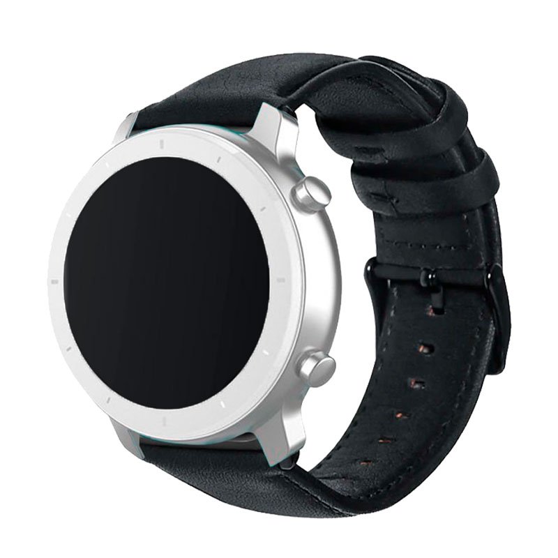 Universal 20mm Strap Amazfit Bip / GTS / Bip Lite / Huawei / Samsung / COOL Black Polyurethane Leather