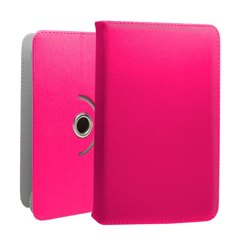 COOL Ebook / Tablet Case 7 inch Pink Rotating Faux Leather