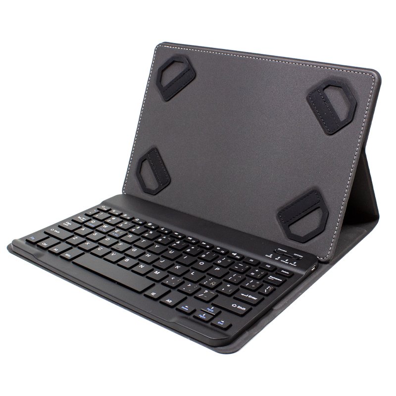 COOL Ebook / Tablet Case 9 - 10.5 inch Plain Black Poly Leather with Bluetooth Keyboard (Spanish)