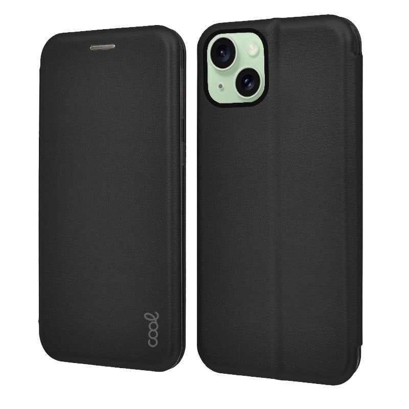 COOL Flip Cover Case for iPhone 15 Plus, Elegance Black