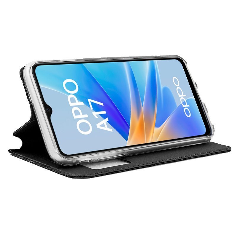 COOL Flip Cover Case for Oppo A17, Plain Black