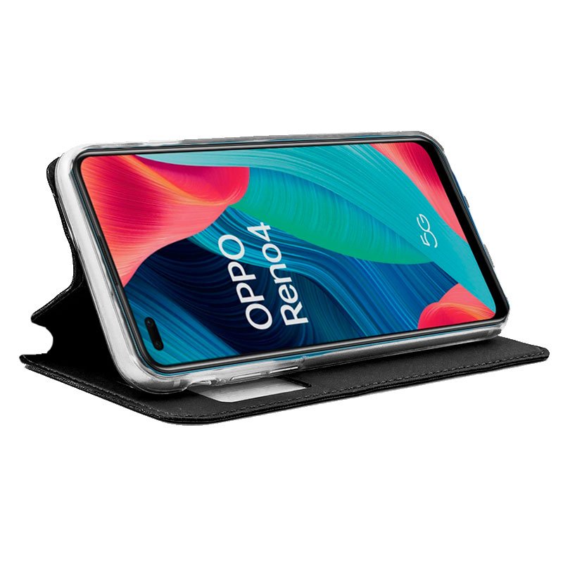 COOL Flip Cover Case for Oppo Reno 4, Plain Black