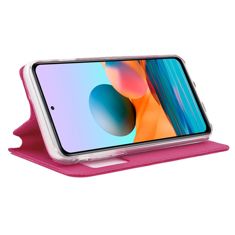 COOL Flip Cover Case for Xiaomi Redmi Note 10 Pro, Plain Pink