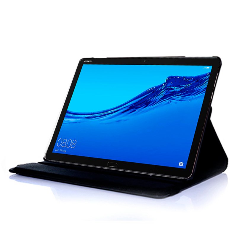 COOL Case for Huawei Mediapad T5, Plain Black Poly Leather, 10.1 inch