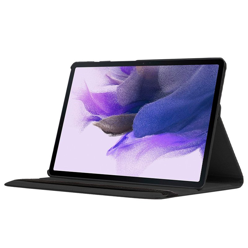 COOL Case for Samsung Galaxy Tab S7 FE T736 Plain Black Poly Leather 12.4 inch