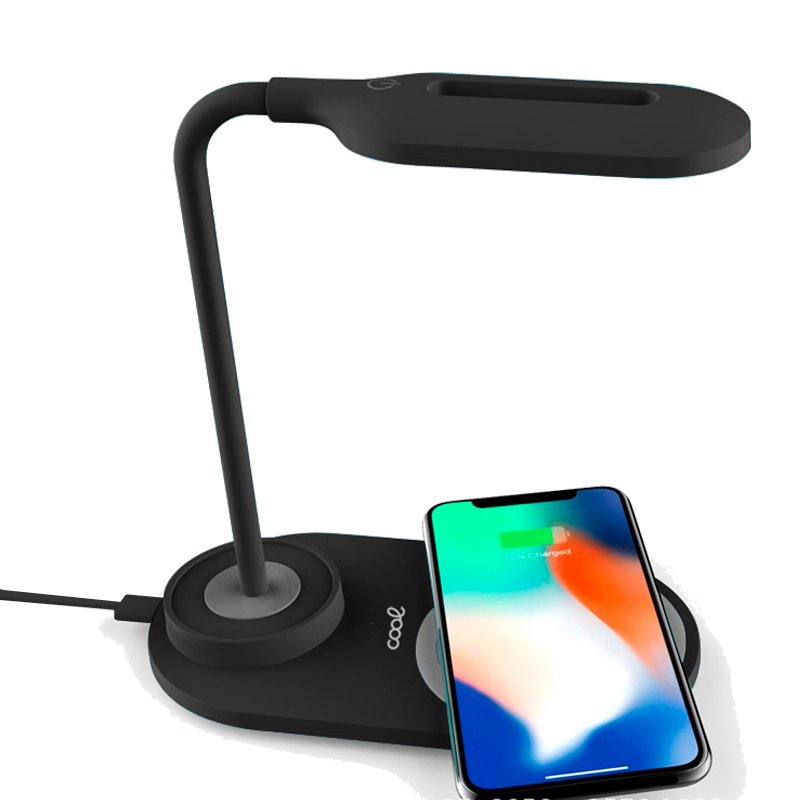 LED Lamp + Qi Wireless Charging Base COOL Black