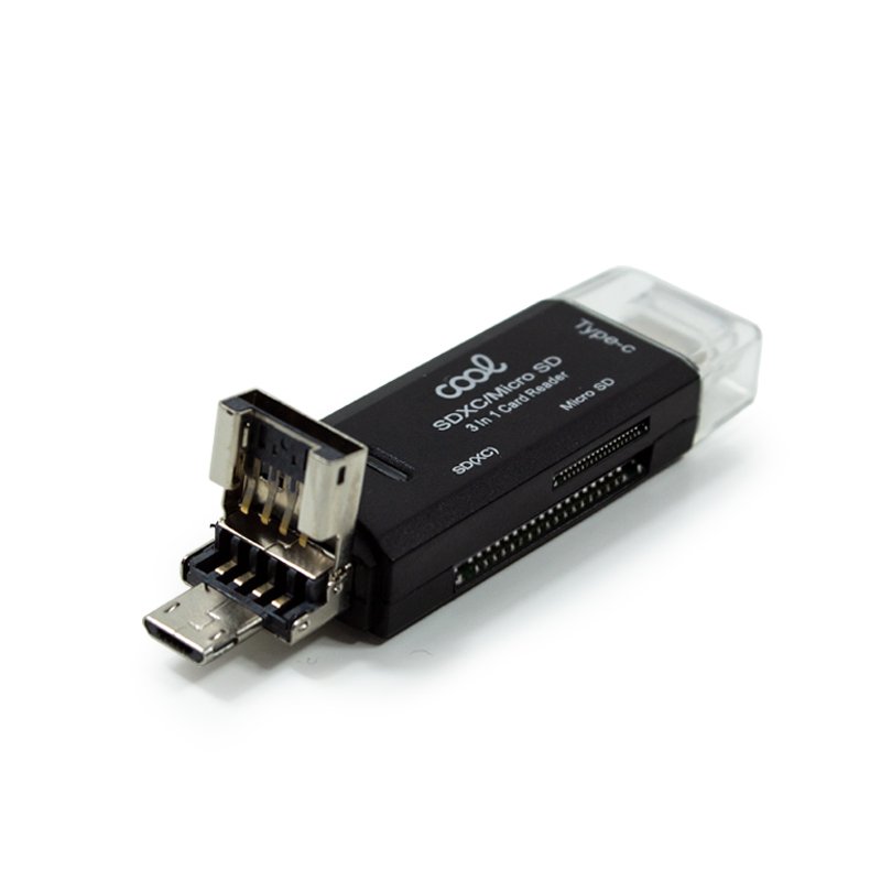 COOL 3-in-1 Universal Memory Card Reader (Type-C / Micro-USB / USB)