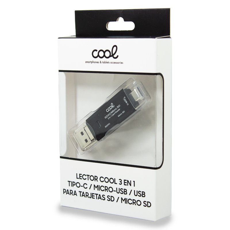 COOL 3-in-1 Universal Memory Card Reader (Type-C / Micro-USB / USB)