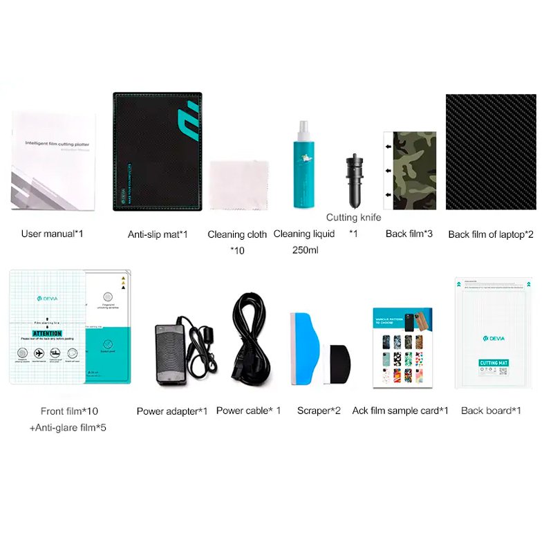 Devia V2 Plotter Cutting Machine Up to 15 in + 50 Smartphone Sheets + 20 Tablet Sheets + Accessories