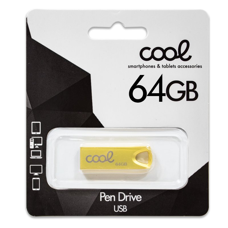 USB Pen Drive x64 GB 2.0 COOL Metal Key Gold