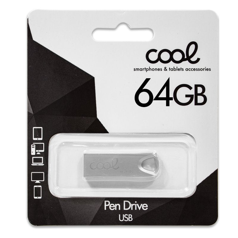 USB Pen Drive x64 GB 2.0 COOL Metal Key Silver