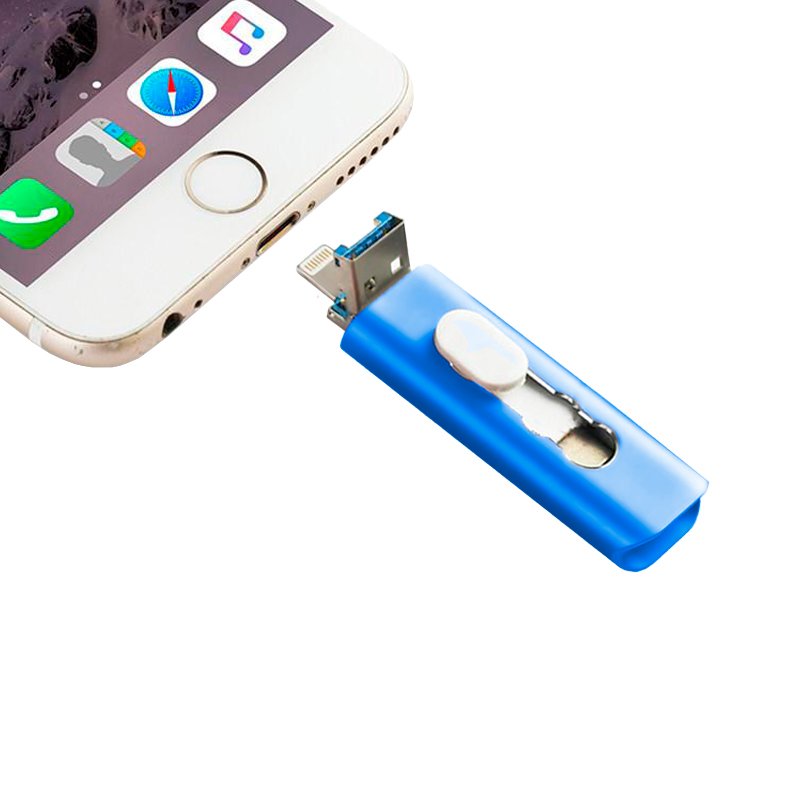 USB Pen Drive x64 GB COOL (3 in 1) Lightning / Type-C / USB Blue