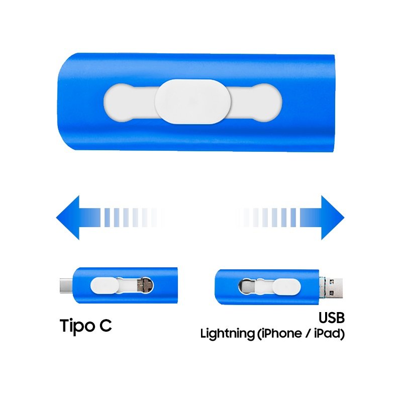 USB Pen Drive x64 GB COOL (3 in 1) Lightning / Type-C / USB Blue