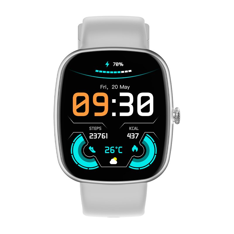 COOL Border Smartwatch, Gray Silicone (Calls, Health, Sports)