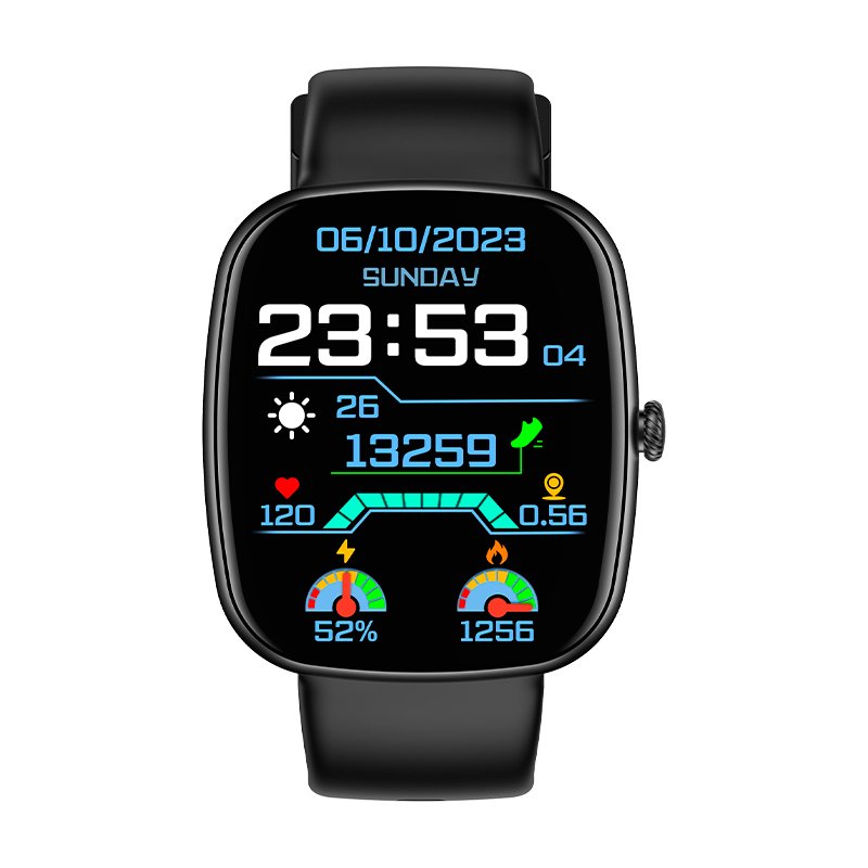 COOL Border Silicone Smartwatch, Black (Calls, Health, Sports)