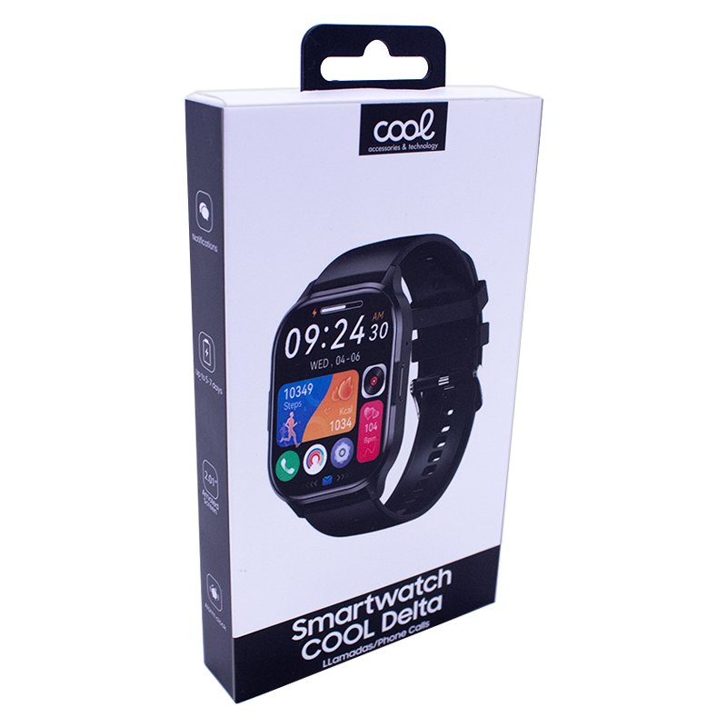 COOL Delta Silicone Black Smartwatch (AMOLED, Calls, Health, Sports)