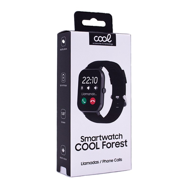 COOL Forest Silicone Smartwatch, Black (Calls, Health, Sports)