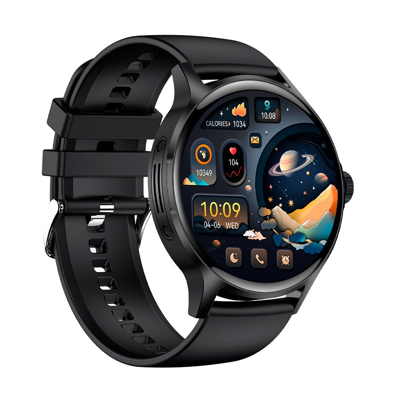 COOL Iris Silicone Black Smartwatch (AMOLED, Calls, Health, Sports)