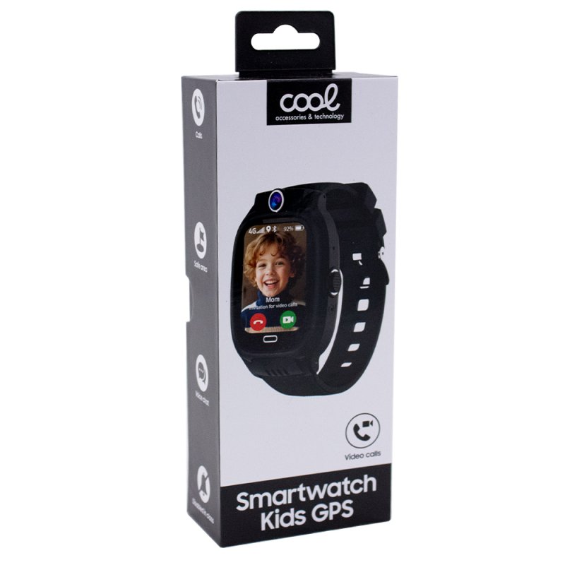 COOL Kids 4G GPS Silicone Smartwatch, Black (Location Tracking, Video Calls, SIM)