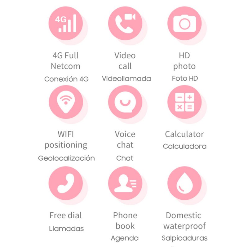 COOL Kids 4G GPS Smartwatch, Pink Silicone (Location Tracking, Video Calls, SIM)