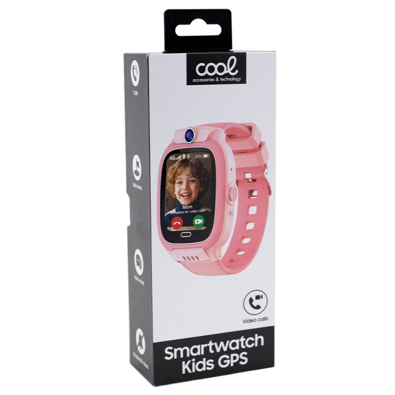 COOL Kids 4G GPS Smartwatch, Pink Silicone (Location Tracking, Video Calls, SIM)