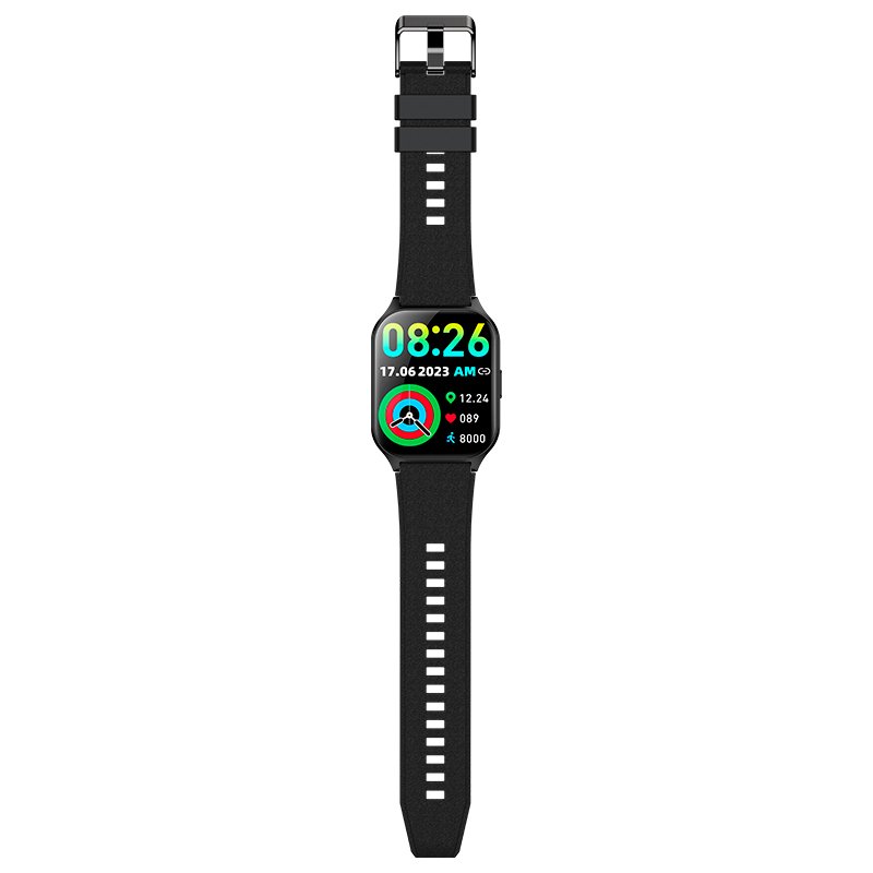 COOL Smartwatch with Curved AMOLED Screen, Black Silicone Strap (Calls, Health, Sports)