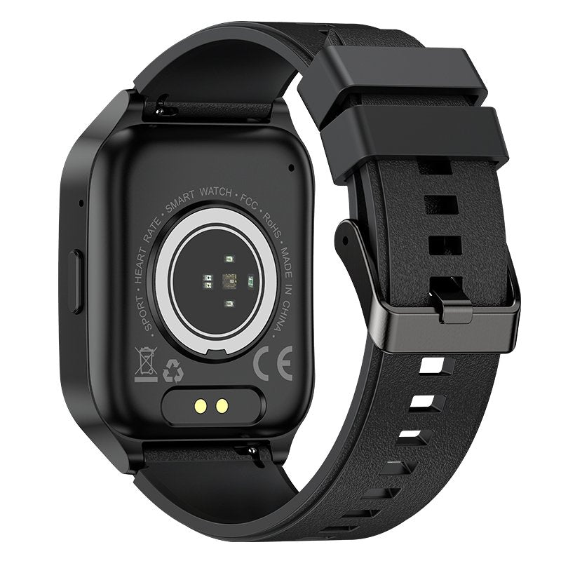 COOL Smartwatch with Curved AMOLED Screen, Black Silicone Strap (Calls, Health, Sports)