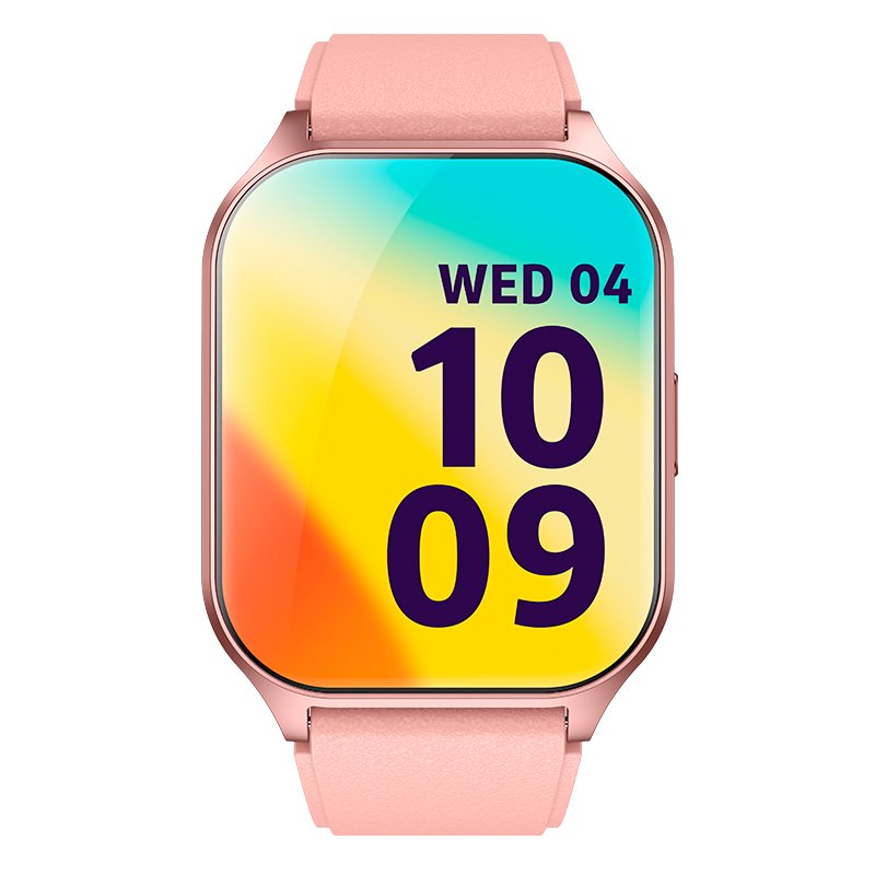 COOL Smartwatch with Curved AMOLED Screen, Pink Silicone Strap (Calls, Health, Sports)