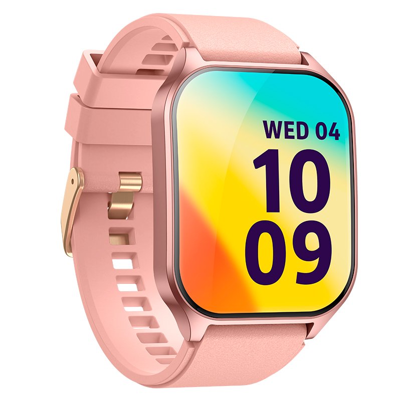 COOL Smartwatch with Curved AMOLED Screen, Pink Silicone Strap (Calls, Health, Sports)