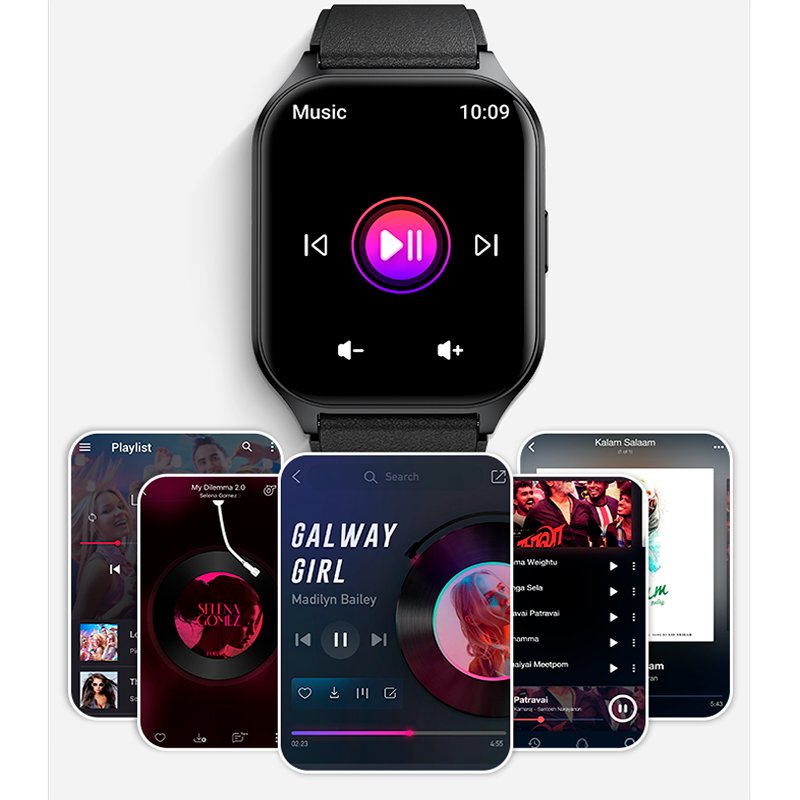 COOL Smartwatch with Curved AMOLED Screen, Pink Silicone Strap (Calls, Health, Sports)