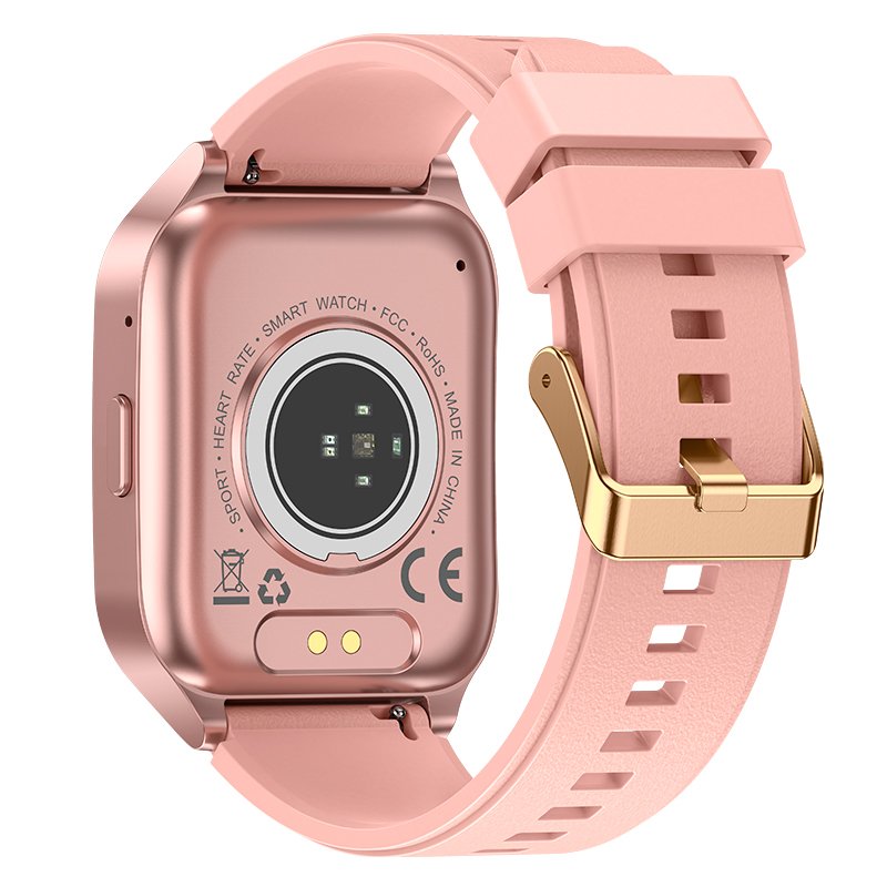 COOL Smartwatch with Curved AMOLED Screen, Pink Silicone Strap (Calls, Health, Sports)