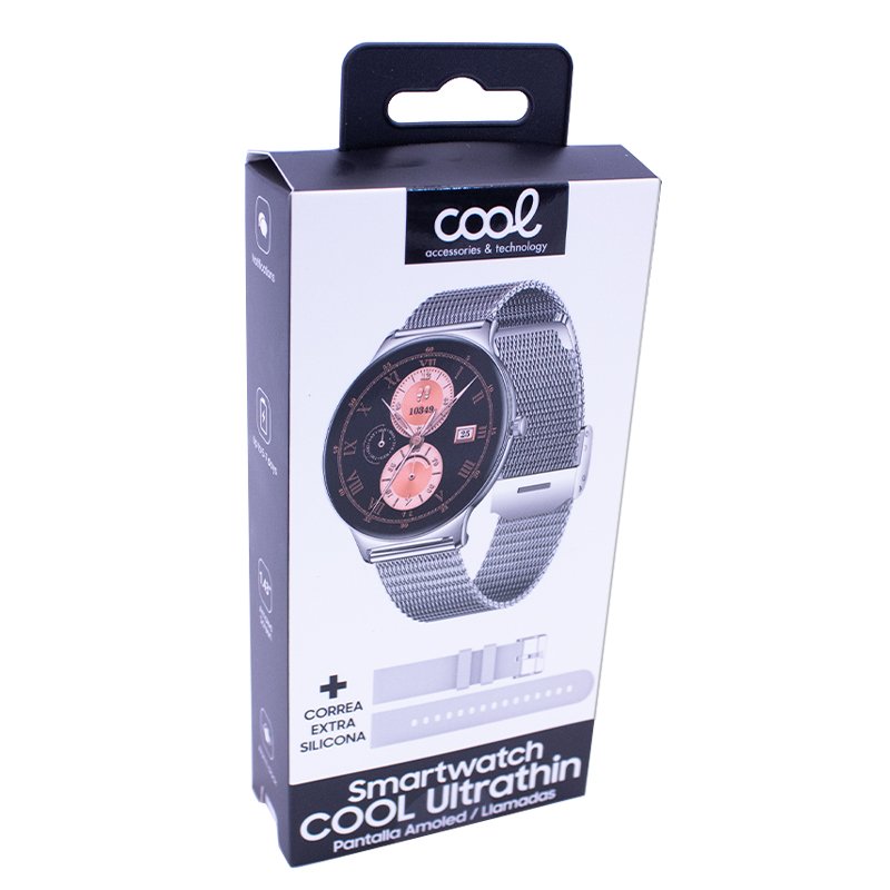 COOL Ultrathin Smartwatch + 2 Straps (AMOLED, Calls, Ultra-thin) Gray