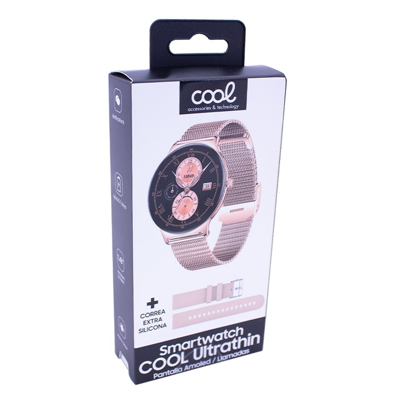 COOL Ultrathin Smartwatch + 2 Straps (AMOLED, Calls, Ultra-thin) Pink
