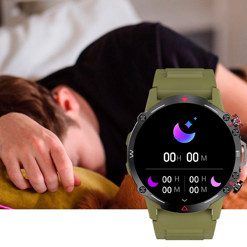 Smartwatch with AMOLED Screen, COOL Adventure, Green Silicone Strap (Calls, Health...)