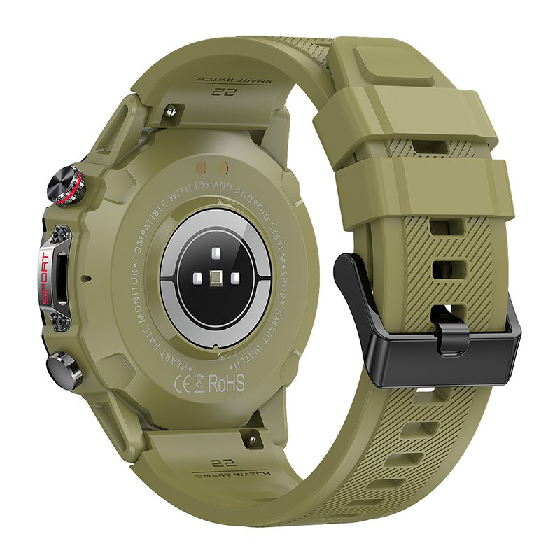 Smartwatch with AMOLED Screen, COOL Adventure, Green Silicone Strap (Calls, Health...)
